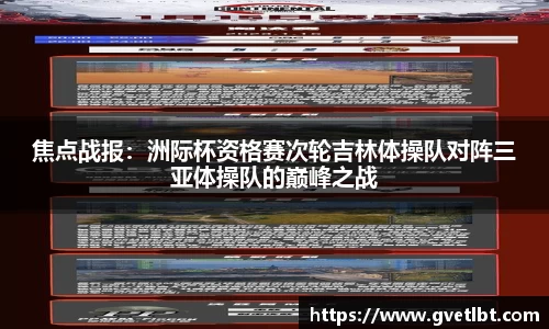 焦点战报：洲际杯资格赛次轮吉林体操队对阵三亚体操队的巅峰之战